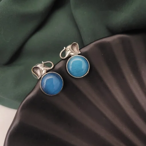 Glamaya Blue Elephant Silver Stud Earrings - Unique Animal Jewelry 1 GLAM-ER-OX-25-918815-41-4