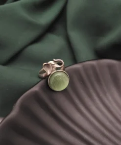 Glamaya Green Elephant Adjustable Ring - Unique Silver Lookalike Jewelry 2 GLAM-RI-OX-40-728239-71-2