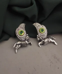 Glamaya Silver Oxidised Horse Stud Earrings: Trendy & Elegant Design For Women 15-45 1 GLAM-ER-OX-6F7-886582-15-9