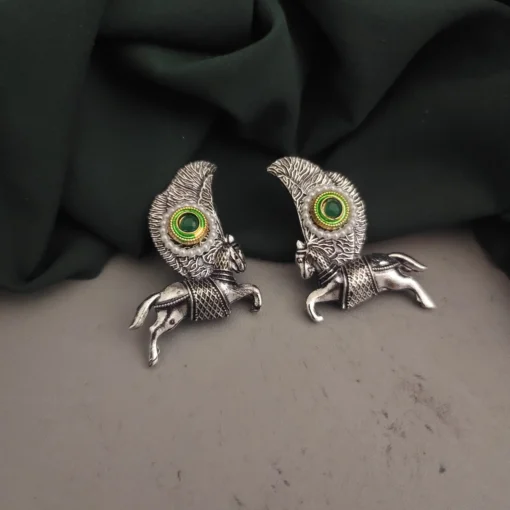 Glamaya Silver Oxidised Horse Stud Earrings: Trendy & Elegant Design For Women 15-45 1 GLAM-ER-OX-6F7-886582-15-9