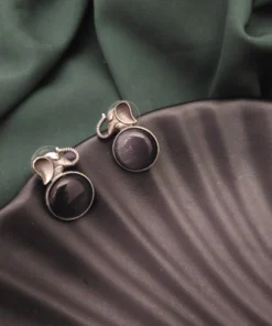 Glamaya Black Silver Elephant Stud Earrings - Unique Design! 1 GLAM-ER-OX-25-555936-41-4