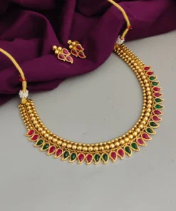 Glamaya Stylish Matte Gold Plated Necklace & Earring Set For Women 1 GLAM-CN-CO-150-541151-275-2
