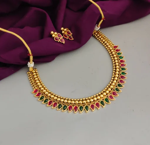 Glamaya Stylish Matte Gold Plated Necklace & Earring Set For Women 1 GLAM-CN-CO-150-541151-275-2