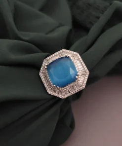 Glamaya Sparkling Blue Cz Adjustable Ring: Unique Fashion Accessory 1 GLAM-RI-CZ-175-371780-275-2