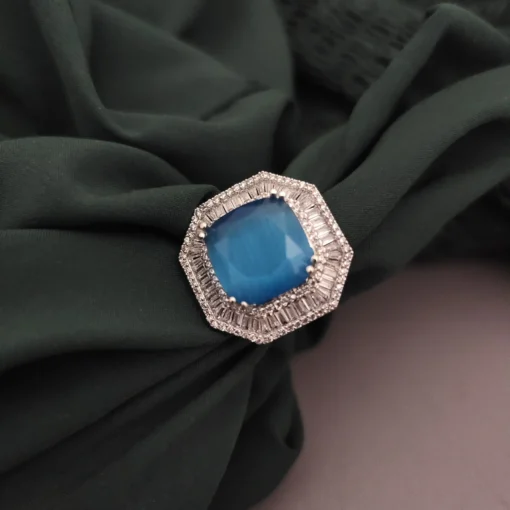 Glamaya Sparkling Blue Cz Adjustable Ring: Unique Fashion Accessory 1 GLAM-RI-CZ-175-371780-275-2