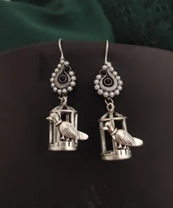 Glamaya Black Oxidised Bird Cage Earrings: Stylish, Affordable, Trendy 1 GLAM-ER-OX-10-937494-18-5