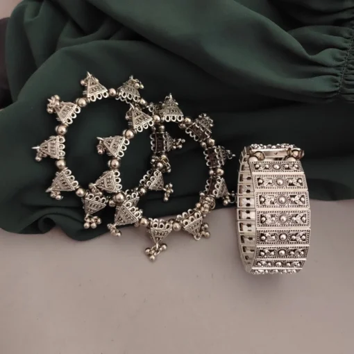 Glamaya Trendy Adjustable Oxidised Bangles & Armlets Combo 1 GLAM-CB-OX-150-135385-275-2