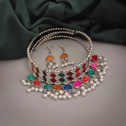Glamaya Chic Multicolour Oxidised Hasli Set 1 GLAM-CN-ME-45-183471-75-2