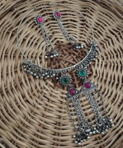 Glamaya Elegant Oxidised Stone Hasli Necklace Set 2 GLAM-CN-ST-20-162170-30-7