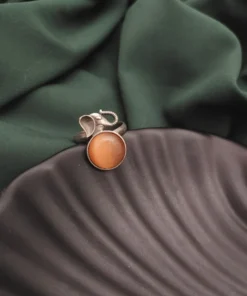 Glamaya Peach Elephant Adjustable Ring: Silver Lookalike Beauty 1 GLAM-RI-OX-40-029896-71-2