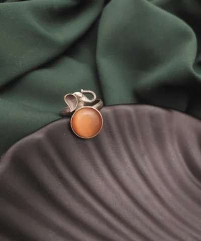 Glamaya Peach Elephant Adjustable Ring: Silver Lookalike Beauty 1 GLAM-RI-OX-40-029896-71-2