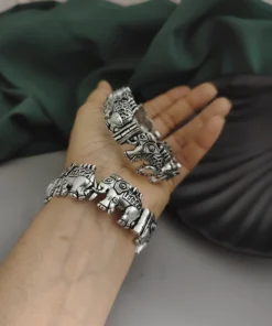 Glamaya Elephant Oxidised Bangles: Trendy & Screw Openable 3 GLAM-BB-OX-200-730864-275-2