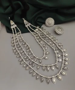 Glamaya Chic 3 Layer Oxidised Necklace & Earring Set 1 GLAM-CN-OX-18-755717-30-10
