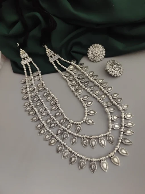Glamaya Chic 3 Layer Oxidised Necklace & Earring Set 1 GLAM-CN-OX-18-755717-30-10