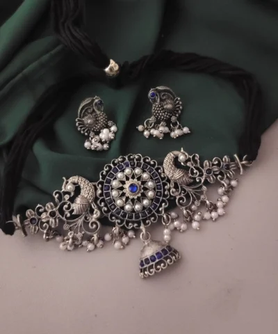 Glamaya Stylish Oxidised Choker Necklace Earring Set - Trendy & Affordable! 1 GLAM-CN-BP-30-316641-49-5