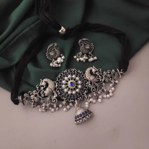 Glamaya Stylish Oxidised Choker Necklace Earring Set - Trendy & Affordable! 1 GLAM-CN-BP-30-316641-49-5