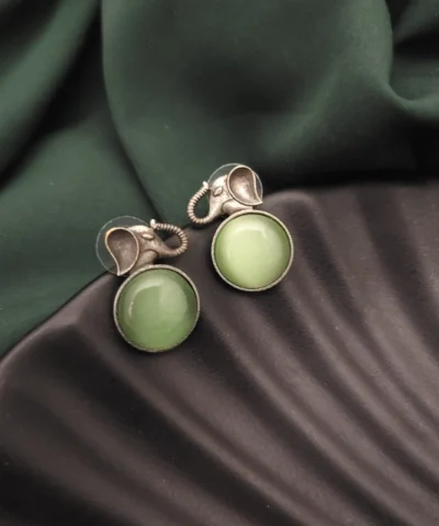 Glamaya Green Elephant Stud Earrings: Unique & Stylish Animal-themed Jewelry 1 GLAM-ER-OX-50-261470-82-2