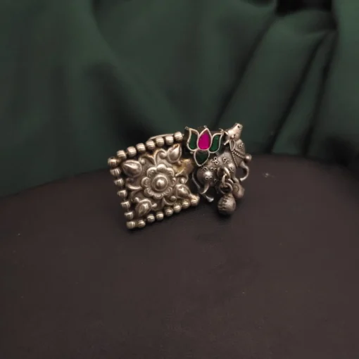 Glamaya Stylish Silver Temple Adjustable Ring 1 GLAM-RI-OX-14F4-763141-22-9