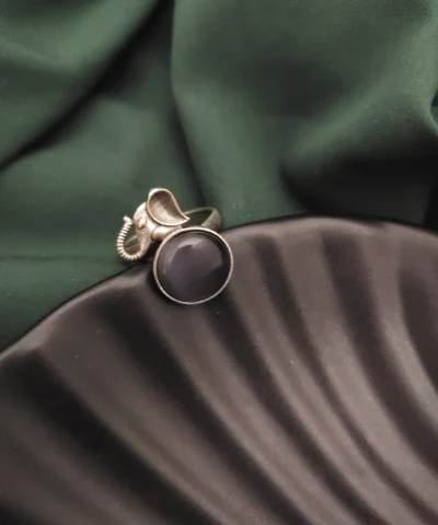 Glamaya Silver Elephant Adjustable Ring: Black & Stylish 1 GLAM-RI-OX-40-343717-71-2