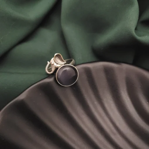 Glamaya Silver Elephant Adjustable Ring: Black & Stylish 1 GLAM-RI-OX-40-343717-71-2
