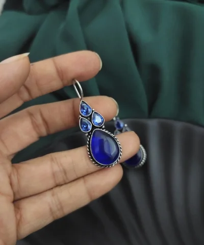 Glamaya Blue Stone Hook Earrings: Elegant & Unique Gems 2 GLAM-ER-ST-15F7-840374-25-7