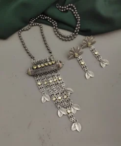 Glamaya Stylish Oxidised Long Chain Jewelry Set: Trendy Combo For Women 1 GLAM-CN-OX-43F3-205374-66-3