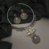 Glamaya Pink Ethnic Hasli Necklace & Earring Set - Traditional Indian Style 1 GLAM-CN-OX-60-370155-100-3
