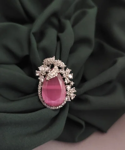 Glamaya Luxe Pink Cz Stone Adjustable Ring - Stylish & Trendy 1 GLAM-RI-CZ-33F3-843526-50-6