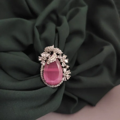 Glamaya Luxe Pink Cz Stone Adjustable Ring - Stylish & Trendy 1 GLAM-RI-CZ-33F3-843526-50-6
