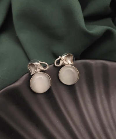 Glamaya White Elephant Stud Earrings: Trendy & Unique Animal-inspired Style! 1 GLAM-ER-OX-50-442596-82-2