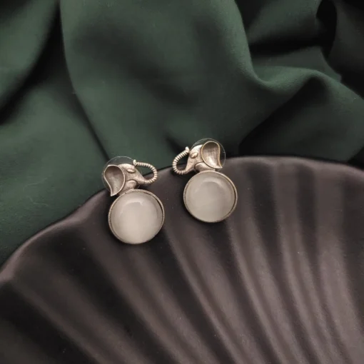 Glamaya White Elephant Stud Earrings: Trendy & Unique Animal-inspired Style! 1 GLAM-ER-OX-50-442596-82-2