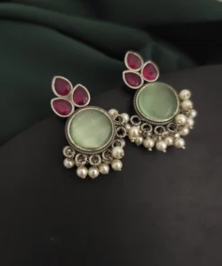 Glamaya Chic Monalisa Stone Silver Stud Earring 1 GLAM-ER-ST-25-915284-41-4