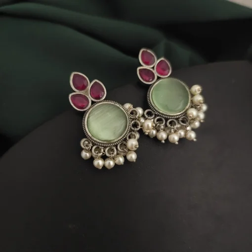 Glamaya Chic Monalisa Stone Silver Stud Earring 1 GLAM-ER-ST-25-915284-41-4