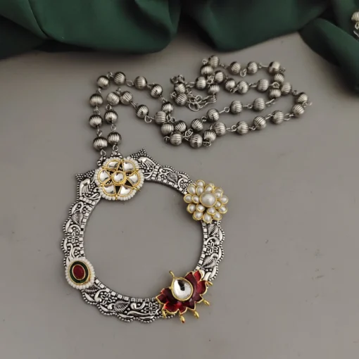 Glamaya Ethnic Fusion Long Necklace: Trendy Oxidised Design For Women 4 GLAM-NE-OX-16-028091-30-10 Glamaya Ethnic Fusion Long Necklace: Trendy Oxidised Design For Women 4 GLAM-NE-OX-16-028091-30-10