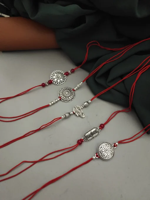 Glamaya Trendy Oxidised Rakhi Set - Combo Of 5 1 GLAM-CB-OX-62F5-513150-89-2