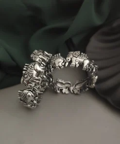 Glamaya Elephant Oxidised Bangles: Trendy & Screw Openable 1 GLAM-BB-OX-200-730864-275-2