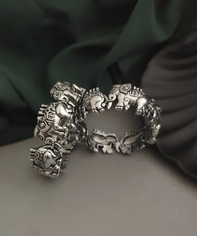 Glamaya Elephant Oxidised Bangles: Trendy & Screw Openable 1 GLAM-BB-OX-200-730864-275-2