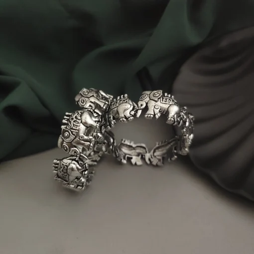 Glamaya Elephant Oxidised Bangles: Trendy & Screw Openable 1 GLAM-BB-OX-200-730864-275-2