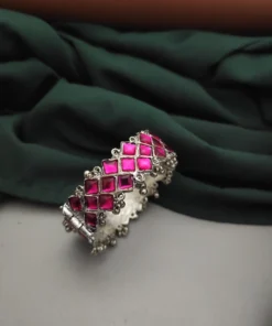 Glamaya Pink Oxidised Openable Bangle Bracelet: Trendy Arm Candy For Women 15-45 1 GLAM-BB-OX-50-795225-82-2