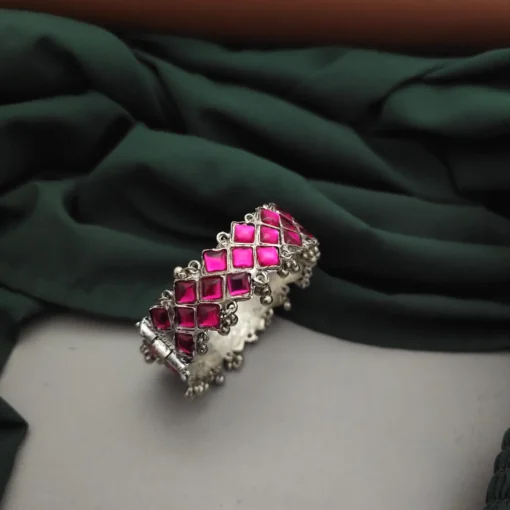 Glamaya Pink Oxidised Openable Bangle Bracelet: Trendy Arm Candy For Women 15-45 1 GLAM-BB-OX-50-795225-82-2