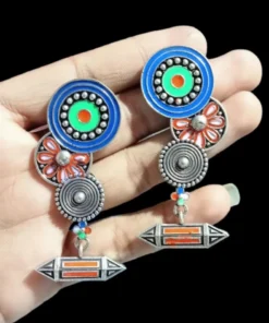 Glamaya Stylish Silver Lookalike Multicolour Earrings For Women 1 GLAM-ER-OX-22-915490-35-5