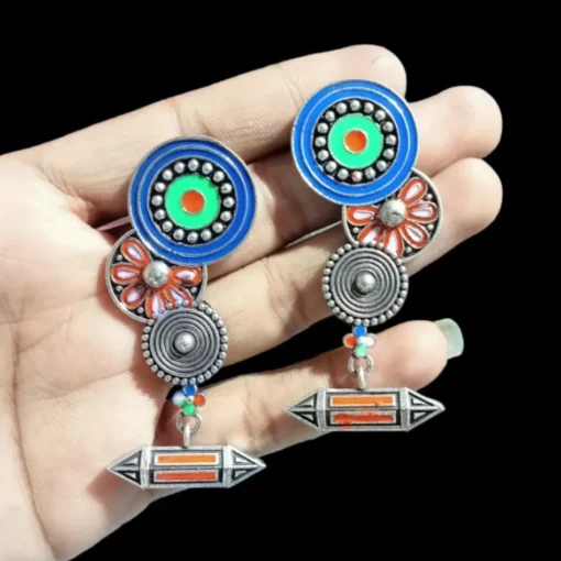 Glamaya Stylish Silver Lookalike Multicolour Earrings For Women 1 GLAM-ER-OX-22-915490-35-5