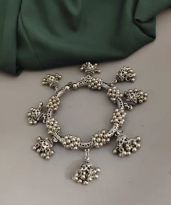 Glamaya Elegant Oxidised Ghungroo Jhumki Bracelet: Trendy Women's Accessory 1 GLAM-BE-OX-5F6-881624-10-9