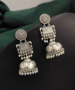 Glamaya Silver Lookalike Jhumka Earrings: Trending Women's Silver Jhumkas 1 GLAM-ER-OX-66F7-758189-100-3