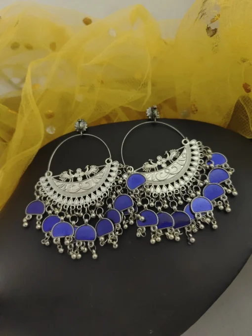 Glamaya Blue Oxidised Chandbali: Lightweight Ethnic Earrings 1 GLAM-ER-OX-50-589066-82-2