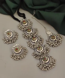 Glamaya Elegant Oxidised Maangtikka Necklace Set 1 GLAM-CN-OX-30-380409-49-5