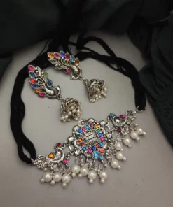 Glamaya Multicolour Oxidised Choker Set For Trendy Women 1 GLAM-CN-OX-15F7-665739-25-7