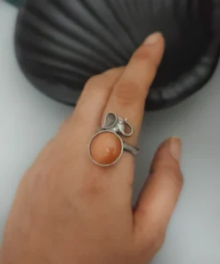 Glamaya Peach Elephant Adjustable Ring: Silver Lookalike Beauty 3 GLAM-RI-OX-40-029896-71-2