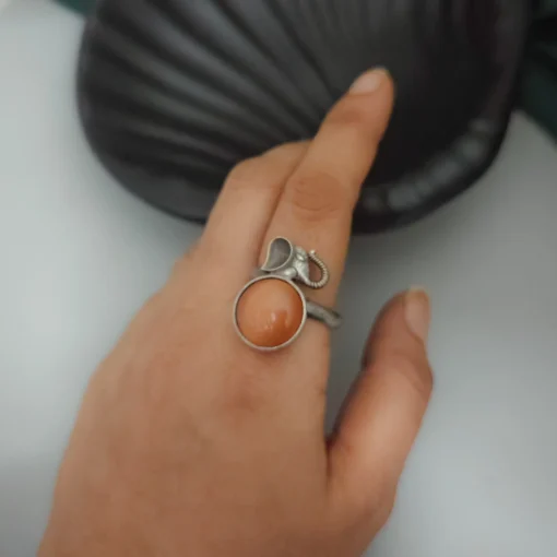 Glamaya Peach Elephant Adjustable Ring: Silver Lookalike Beauty 3 GLAM-RI-OX-40-029896-71-2 Glamaya Peach Elephant Adjustable Ring: Silver Lookalike Beauty 3 GLAM-RI-OX-40-029896-71-2