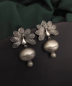 Glamaya Stylish Silver Peacock Jhumka Earrings For Women 1 GLAM-ER-OX-30-377025-49-5